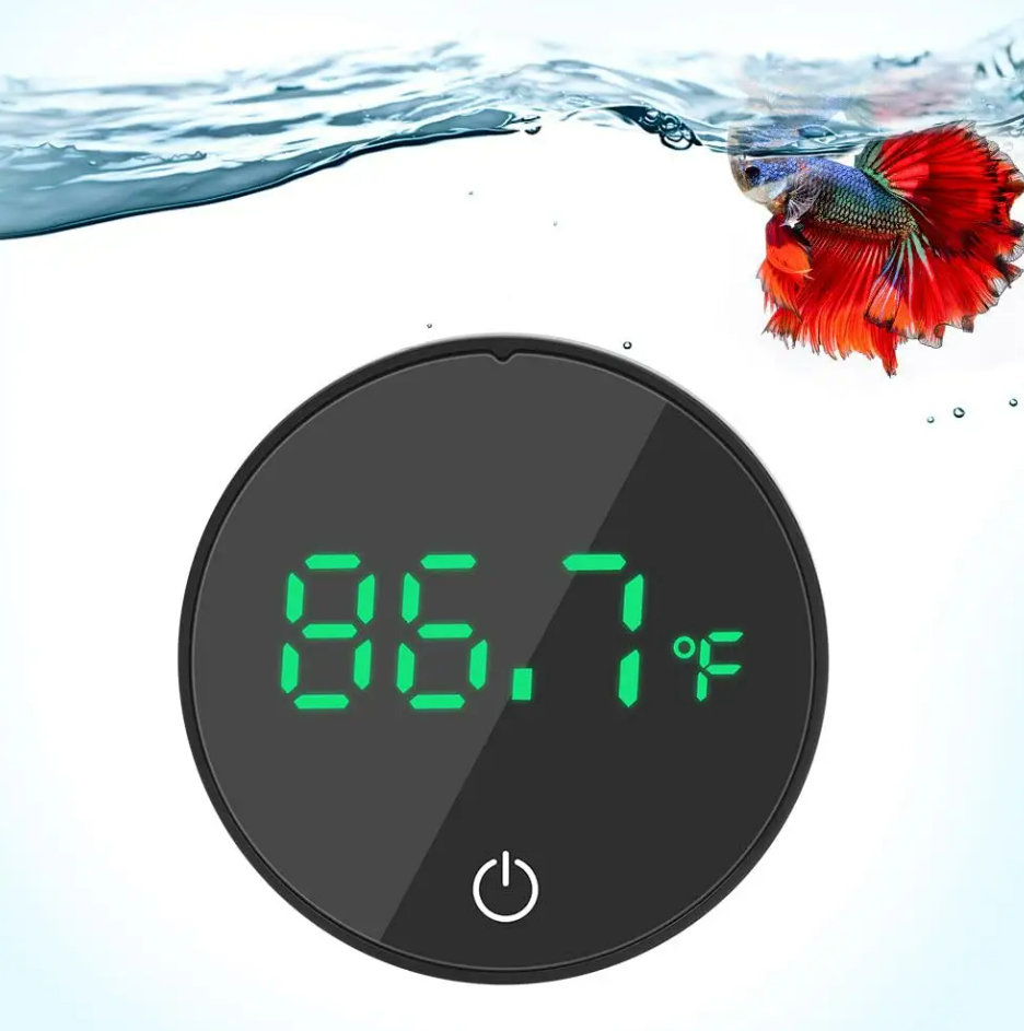 Aquarium Digital Black Thermometer Stick on LED - Rechargeable USB-C