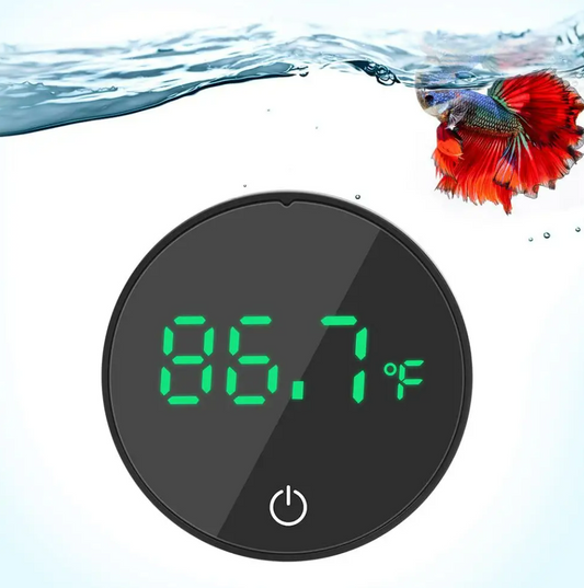 Aquarium Digital Black Thermometer Stick on LED - Rechargeable USB-C