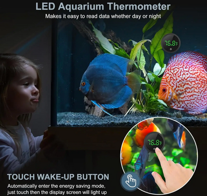 Aquarium Digital White Thermometer Stick on LED - Dry Battery Long Life