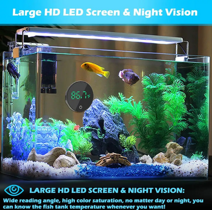 Aquarium Digital Black Thermometer Stick on LED - Rechargeable USB-C