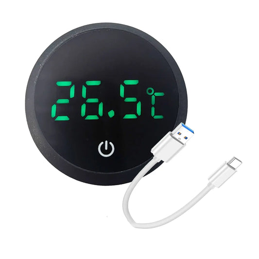 Aquarium Digital Black Thermometer Stick on LED - Rechargeable USB-C Betta Shrimp Shop
