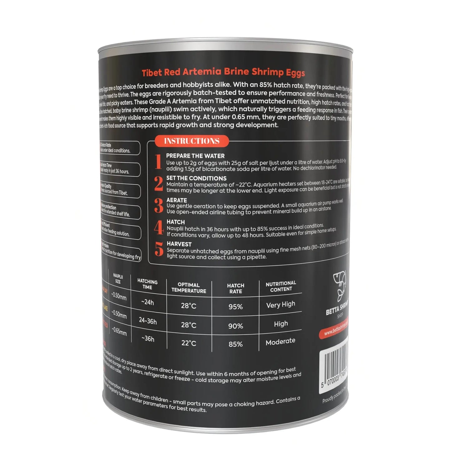 BSS™ Brine Shrimp Eggs TIN - Tibet Red Betta Shrimp Shop