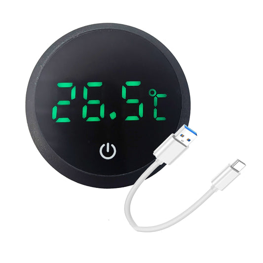 Aquarium Digital Black Thermometer Stick on LED - Rechargeable USB-C