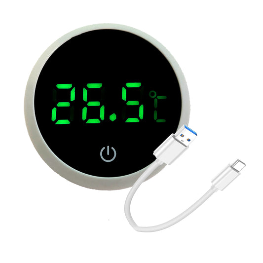 Aquarium Digital White Thermometer Stick on LED - Rechargeable USB-C